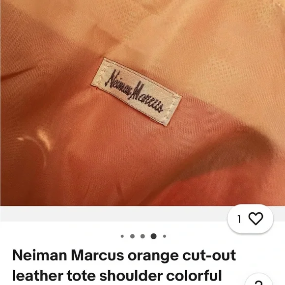 Neiman Marcus Tangerine Faux Leather Tote - Picture 2 of 11